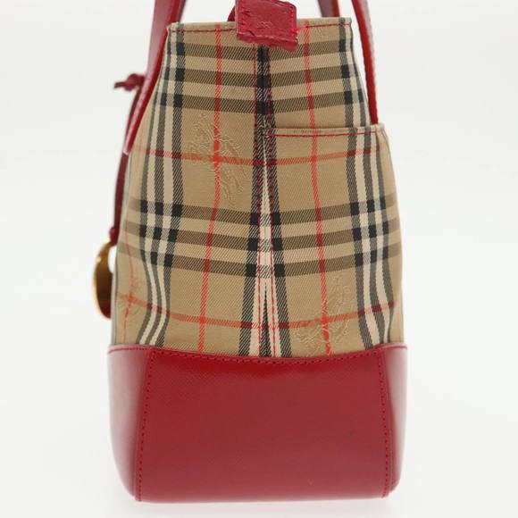 BURBERRY Nova Check Hand Bag Canvas  Leather Beige Red Auth 102476 - Picture 4 of 16